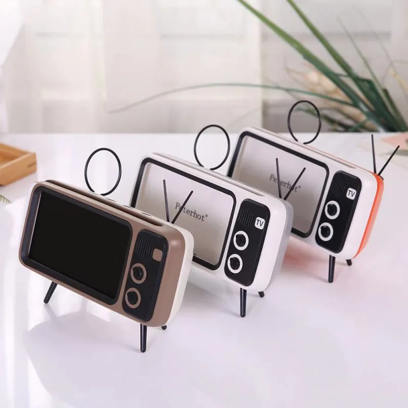 Купить Мини Bluetooth колонка в ретро стиле тв мобильный телефон стенд кронштейн Портативный аудио высокое качество звука динамик s