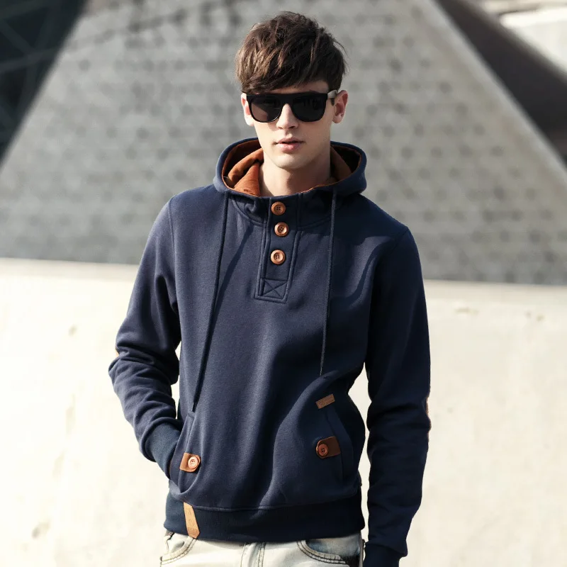 

Newest Men's Autumn Winter Coat Causual Jacket Solid O-Neck Clothes Jacket Outerwear And Trench Coat With Hat Free Shipping