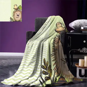 

Mushroom Blanket Cute Hedgehog Chevron Stripes Pattern Spiky Animal Wildlife Cartoon Design Warm Microfiber Blankets for Beds