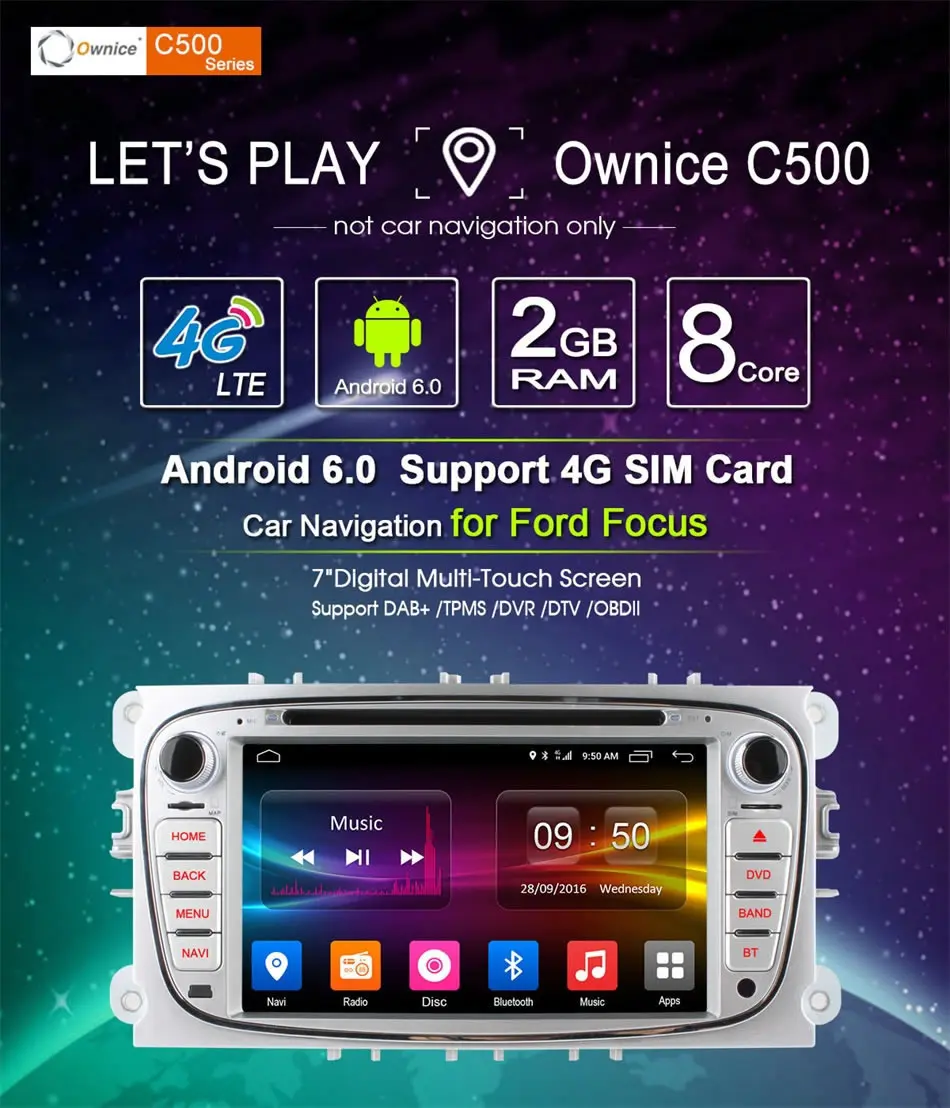 Best Ownice C500 4G LTE Android 6.0 Octa 8 Core Car DVD Player GPS For FORD Mondeo S-MAX Connect FOCUS 2 2008 2009 2010 2011 32G ROM 3