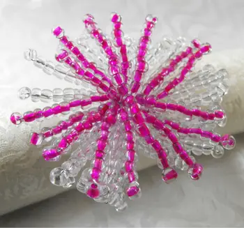

pink glass beaded flower napkin rings, wedding decoration napkin holder,