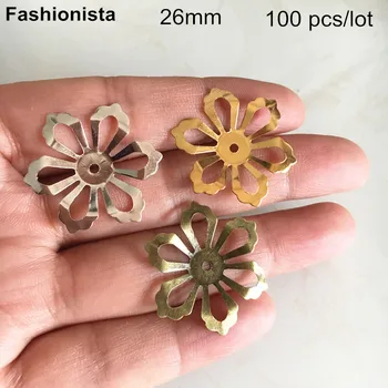 

100 pcs -26mm Metal Flower Bead Caps,6 Petal Open Design Flowers,Gold-color,Silver-color,Bronze,Handmade Jewelry Supplies