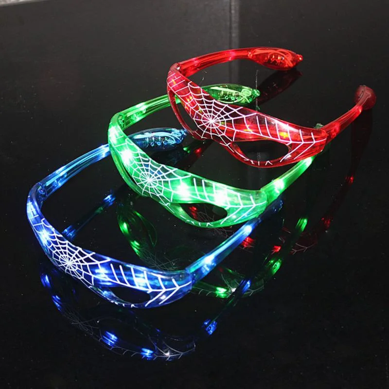 

LED Glasses Frame Spider Web Shape Li Battery Button Switch Cool Decorative Eyewear Shades for Nightclub Party Without Lens