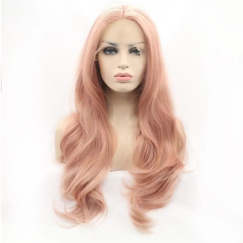 

Pink Colourful Wig 24"Inch High Temperature Fiber Heat Synthetic Hair Long Wig 13x3 Lace Front Wigs For Black Women Venvee