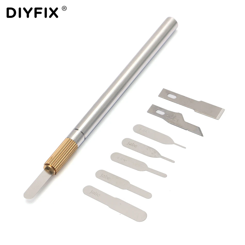 

DIYFIX 8 in 1 IC Chip Repair Thin Blade CPU Remover Metal Handle for iPhone Processors NAND Flash Logic Board Repair Tool