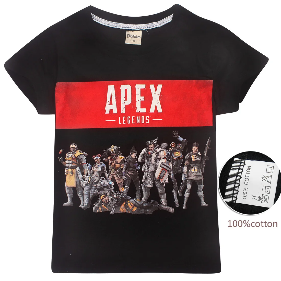 Г., хлопок, лидер продаж, рубашки с принтом игры футболки Apex Legends детские повседневные футболки летняя одежда для мальчиков и девочек - Цвет: KT8436-BLACK