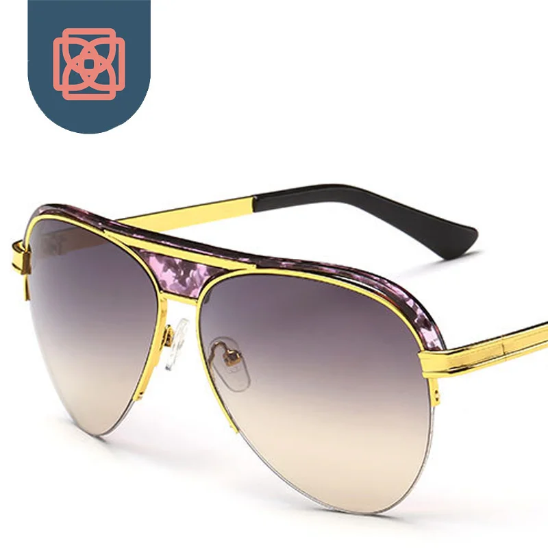 Gradient Aviator Vintage Women's Sunglasses Gold Frame Designer Retro