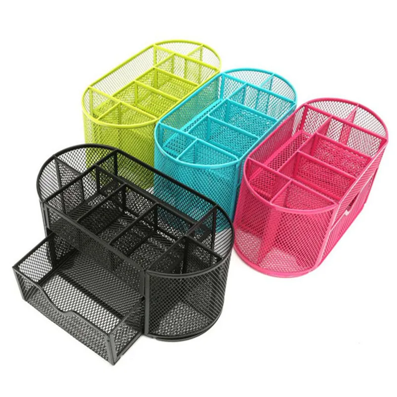 

DINIWELL 9 Cells Mesh Desk Organizer Storage Box Metal Desktop Box Office Pen Pencil Holder Home Cosmetic Storage Boxes