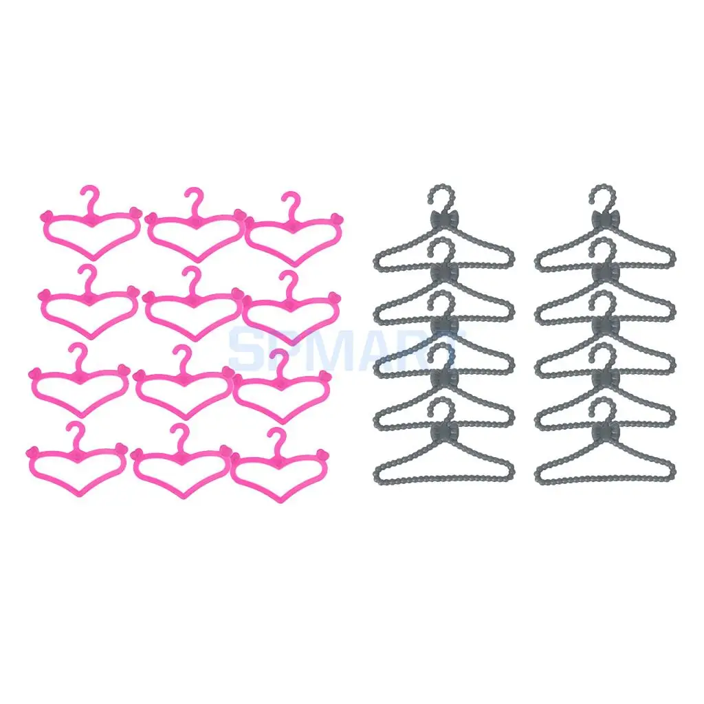 MagiDeal Plastic Heart Pattern Clothes Dress Hangers Coat Rack for Dolls Accs Dollhouse Furniture Decor Children Toys