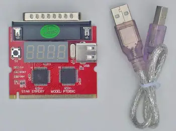 

Free Shipping! Four-bit display laptop MiniPCI and LTP Parallel + USB combo diagnostic card PT089C