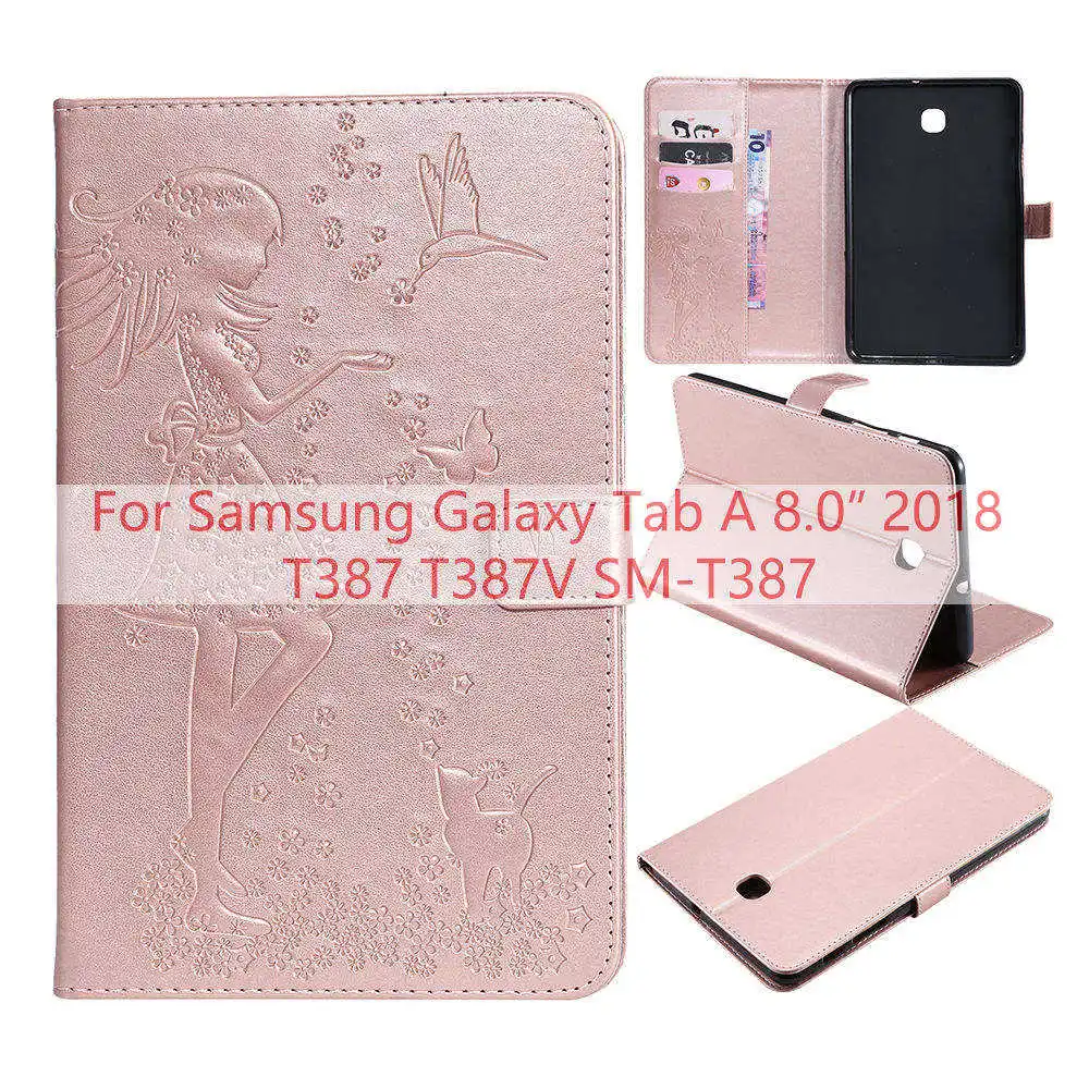 Чехол из искусственной кожи для samsung Galaxy Tab A 8,0 T380 T385, мягкая задняя крышка для samsung Galaxy Tab A 8 T387, чехол для планшета - Цвет: Rose Gold