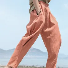 Осень новое поступление хлопок и лен мужская одежда Повседневное брюки Для мужчин льняные Длинные шаровары брюки для девочек в китайском стиле Стиль D196