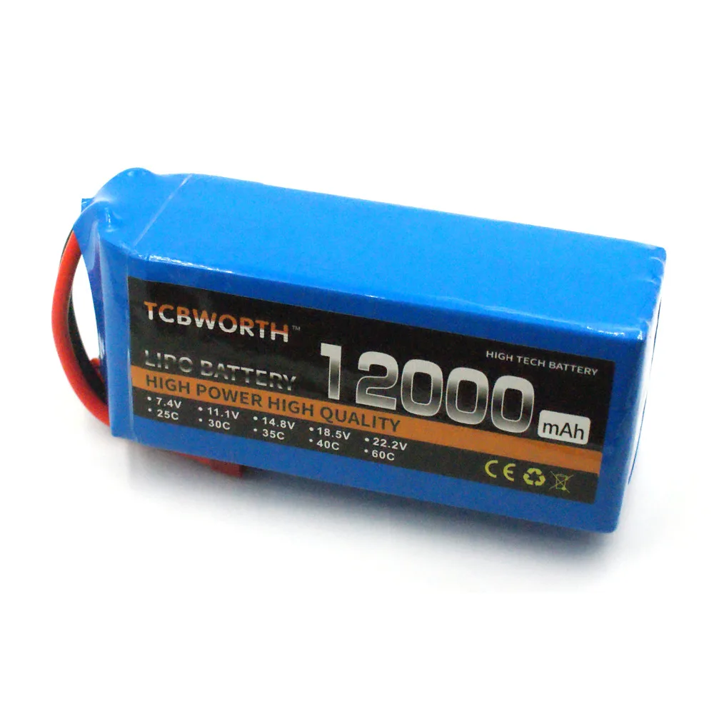 RC LiPo батарея 6S 22,2 V 12000mAh 25C для RC вертолета квадрокоптера автомобиля самолет, танк модели игрушек 6S RC батареи LiPo TCBWORTH