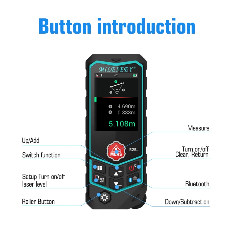 Mileseey R2/R2B Bluetooth лазерный дальномер лазер лазерный дальномер с линейкой Дальномер Рулетка