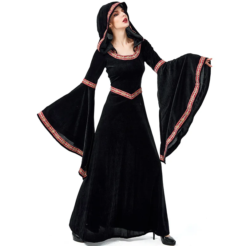 2019 Новый Хэллоуин Черный вампир костюм колдуньи девушка вампир костюм родителей костюм