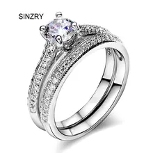 SINZRY jewelry New Cubic zirconia round 2 in 1 engagement love rings for women Luxury jewelry accessory