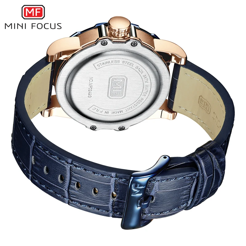 MINIFOCUS Mens Watches Top Brand Luxury Sports style Design Quartz Watch Men Blue Leather Strap 30M Waterproof Relogio Masculino MINIFOCUS Mens Watches Top Brand Luxury Sports style Design Quartz Watch Men Blue Leather Strap 30M Waterproof Relogio Masculino
