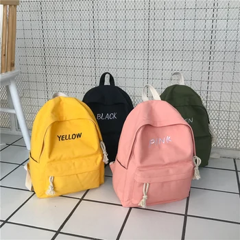 

Harajuku School Backpack for Teenage Girl Mochila Feminina Women Words Canvas Backpacks Casual 15 inch Laptop Black Bag Pack