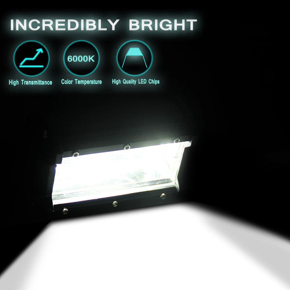5'' Inch 72W LED Work Light Bar Flood Driving Lamp For Jeep Truck Boat Offroad (11)
