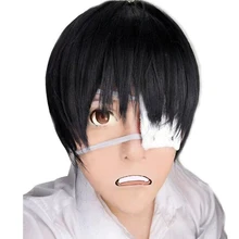 Шапка для волос+ Токийский Гуль Кен канеки Натуральный Черный Лохматый слоистый костюм для мальчика Синтетический Косплей парик для Хэллоуина