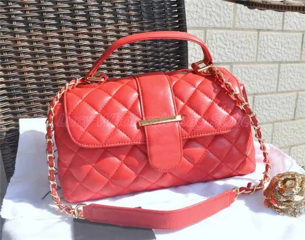 New Calf Leather Female Casual Red Shoulder Bag Medium Size Free Shipping | Багаж и сумки