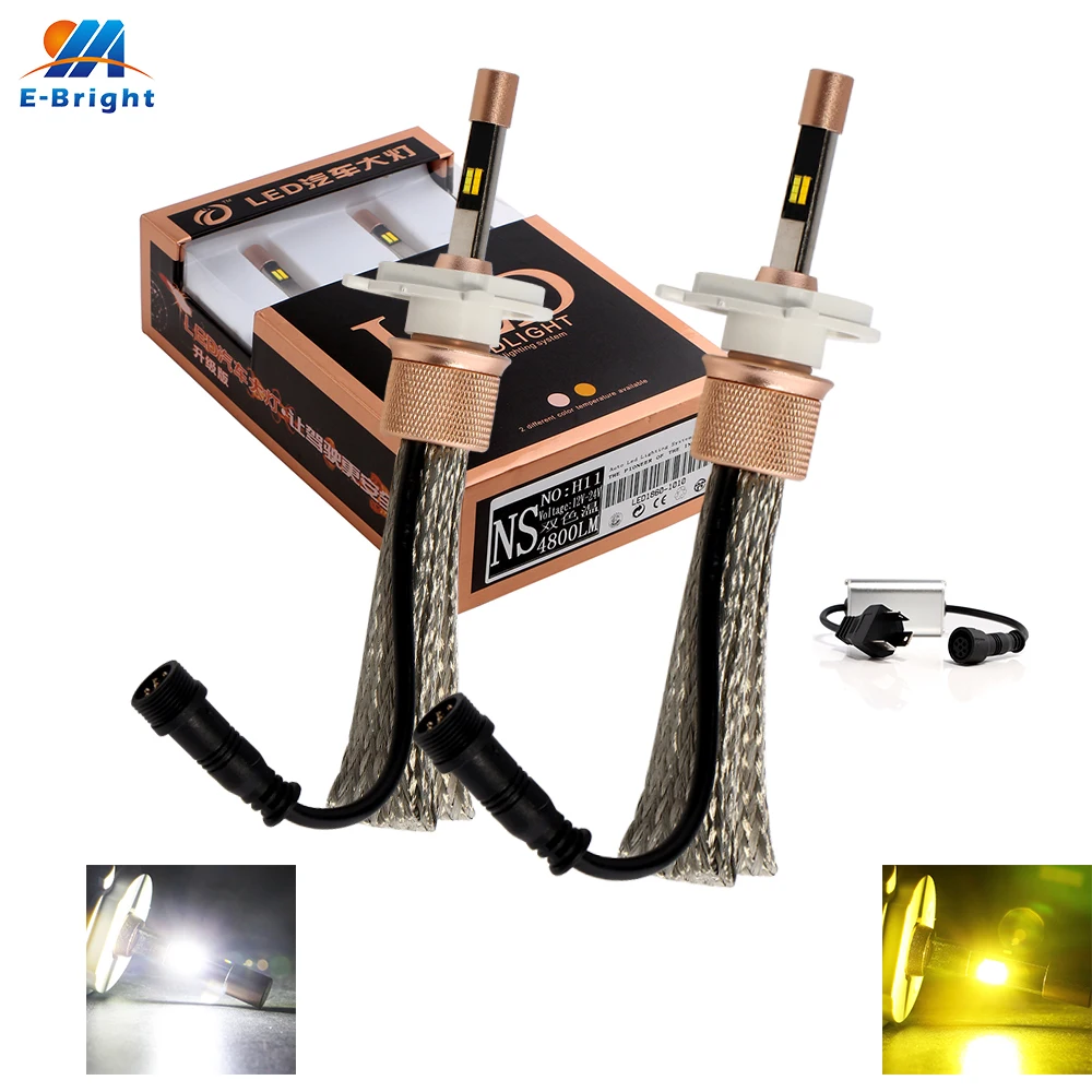 

1Pair 40W White and Yellow 9005 9006 H4 H7 H11 H8 H1 H3 5500LM 6000k Bulb Auto Led Lighting System Led Headlight 5500LM 12V 24V