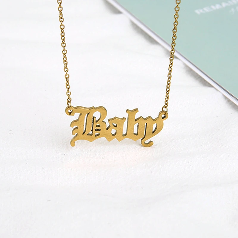 Personalized Old English Name Nacklace Custom Jewelry Stainless Steel Gold Women Wedding | Украшения и аксессуары