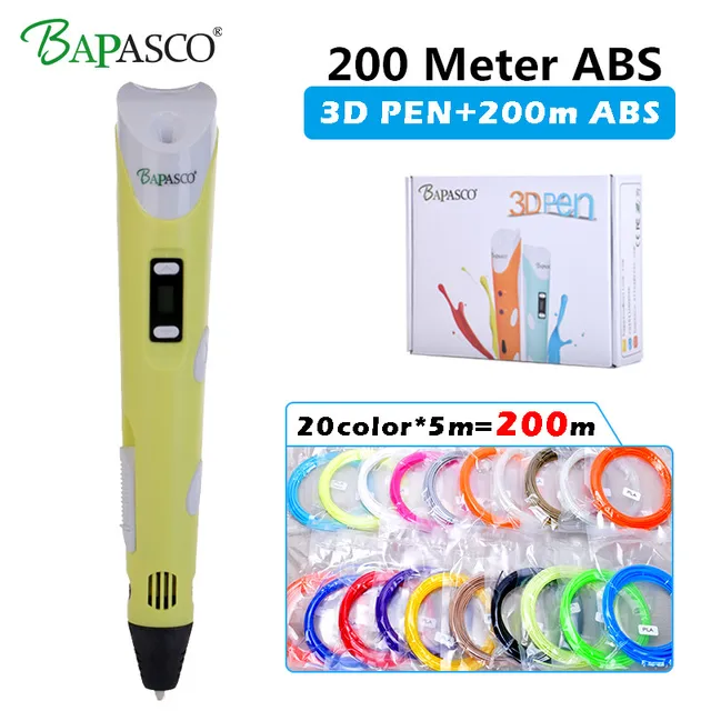 Best Offers BAPASCO 3D Pen LED Display 2nd Generation BP-100B 3D Printing Pen Add 200Meter ABS Filament Arts DIY pens For Kids Drawing Tools Best Offers BAPASCO 3D Pen LED Display 2nd Generation BP-100B 3D Printing Pen Add 200Meter ABS Filament Arts DIY pens For Kids Drawing Tools