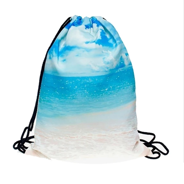 Прекрасный 3D печатных унисекс s сумки шнурок мешок для молодых мужчин и Для женщин (пляж)