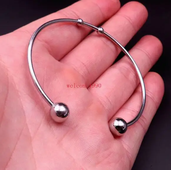 10pcs wholesale in bulk Women Stainless Steel Ball End Open Cuff bangle
