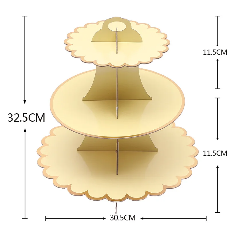 

Rose Gold Pink Round Paper Foldable Cake Rack Stand Display Shelf Birthday Party Cupcake Hold Wedding Decoration Tools