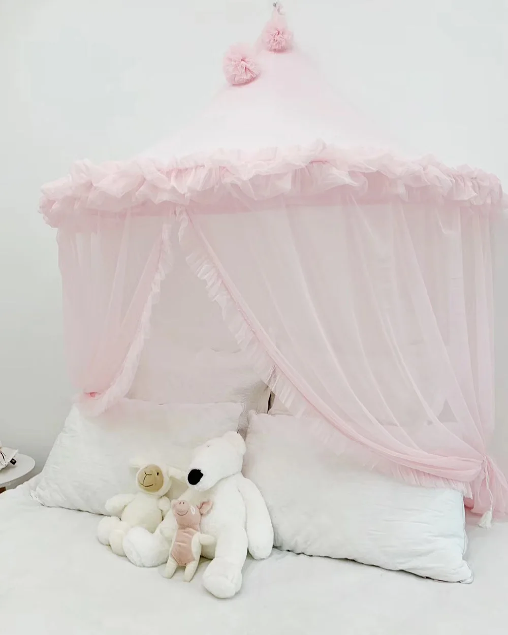 Baby Girls Mosquito Net Tent Bed Canopy Curtains Toddler Infant Crib Netting Cot Mosquito Net Pink Grey White Kids Play Tents