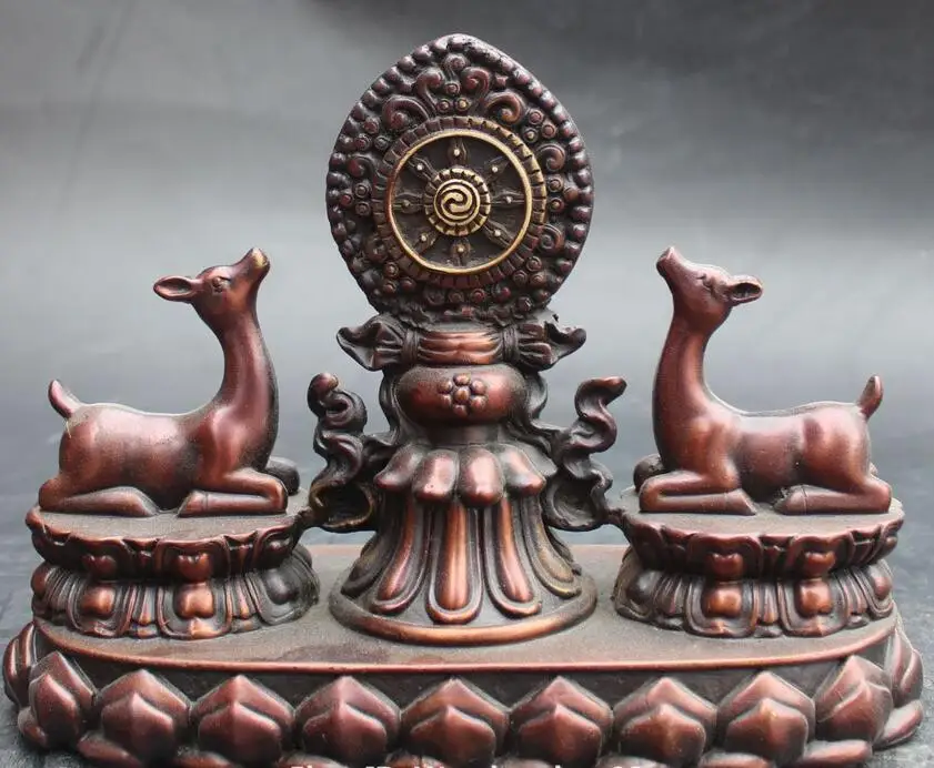 9&quot Chinese Fengshui Bronze Gilt Auspicious Symbol 2 Lovely Cute Deer Statue | Дом и сад