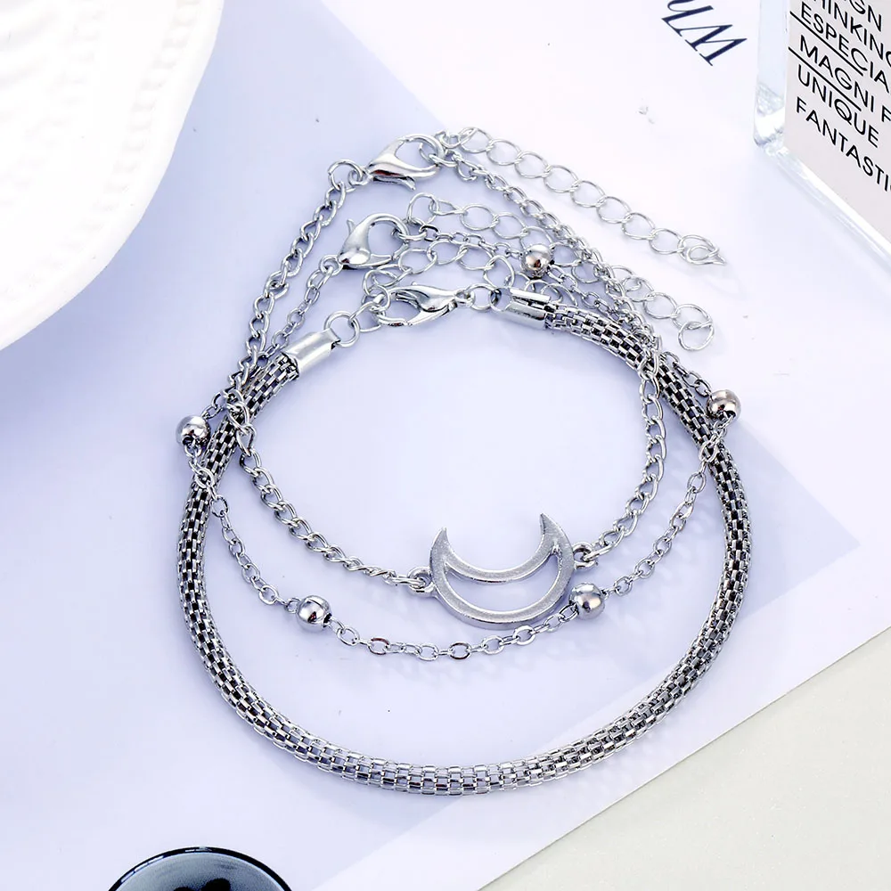 IPARAM 3 шт. винтажный женский серебряный цвет набор богемный браслет с подвеской