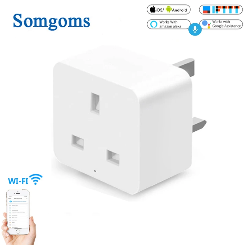 

UK WiFi Smart Socket Power Plug Outlet Mobile APP Remote Control Work with Alexa Google Home No Hub Required Smart Socket