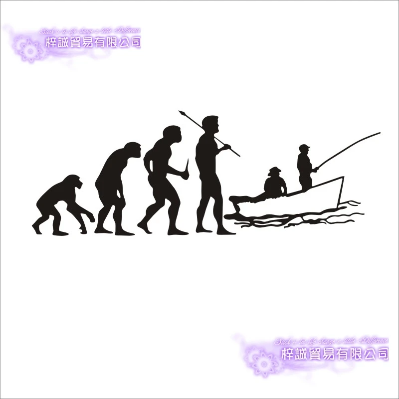 Fishing Sticker Evolution Car Fish Rod Decal Angling Hooks Posters Vinyl Wall Decals Hunter Bass Parede Decor Mural Sticker