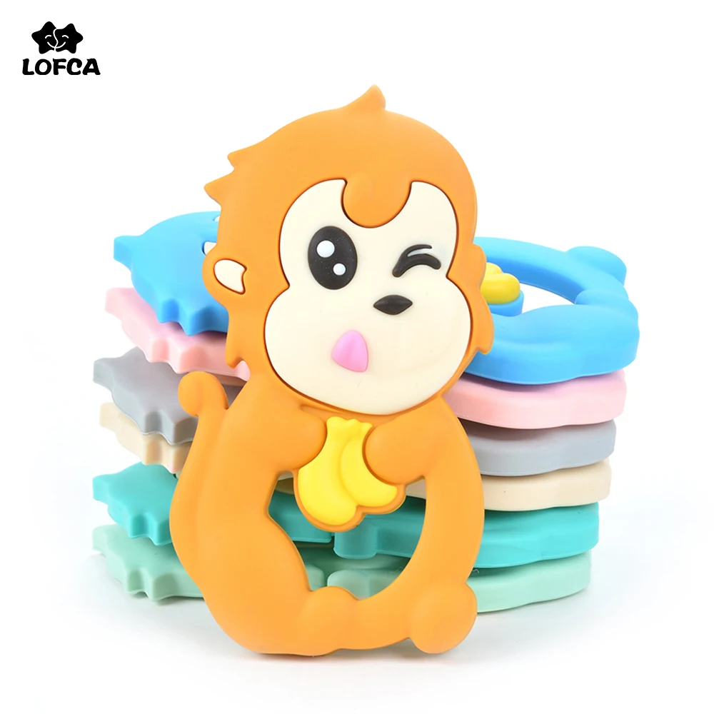 LOFCA 1pc Monkey Silicone Teethers Animal Shaped Food Grade Silicone