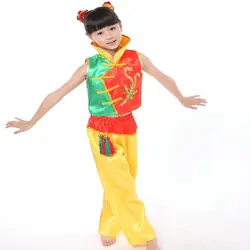Танцевальные костюмы Yangko, костюмы для народных танцев в китайском стиле для мальчиков и девочек, традиционный китайский костюм