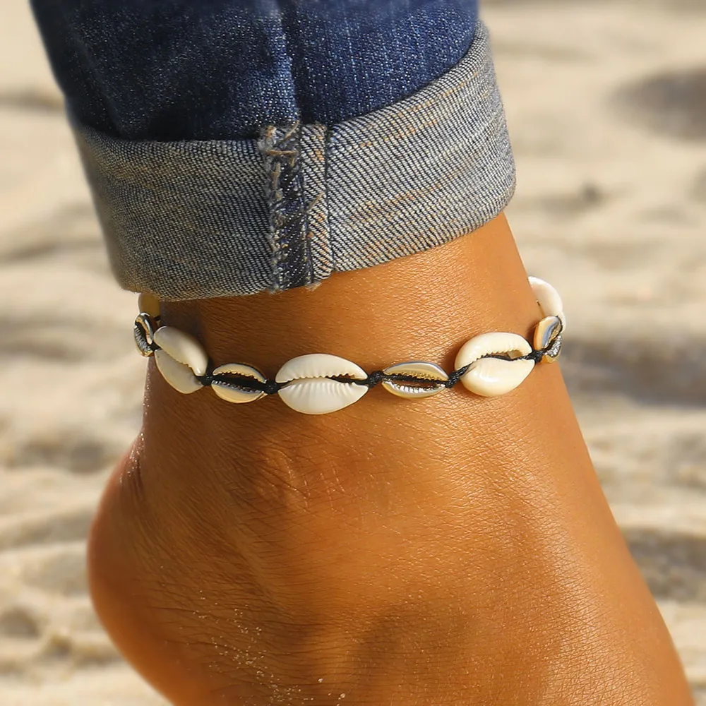 

2019 Bohemian Shell Charm Bracelet For Women Girls New Adjustable Anklet Bracelet Statement Female Handmade Party Boho Jewelry