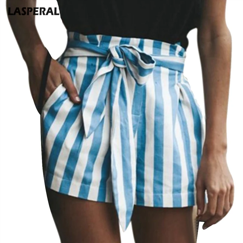 

LASPERAL 2018 Casual High Waist Short Fashion Women Shorts Loose Summer Fashion Striped Boho Summer Women Shorts Dropshipping
