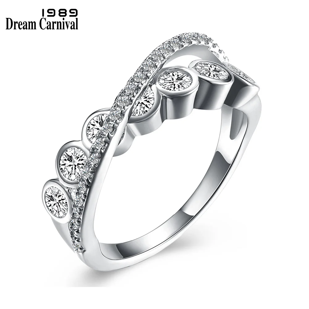 

DreamCarnival 1989 Cross Look CZ Pretty Ring for Women Braided Wedding Jewelry Anillos Mujer Wholesale Valentine Frauen Klingeln