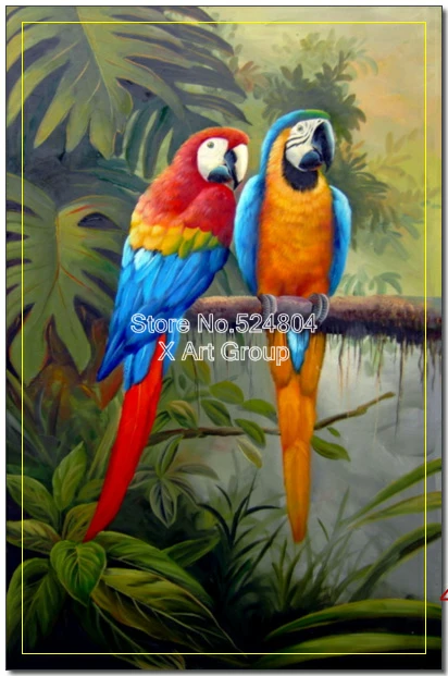 Parrot Oil Painting Colourful Parrots Oil Painting Clever Parrot Oil