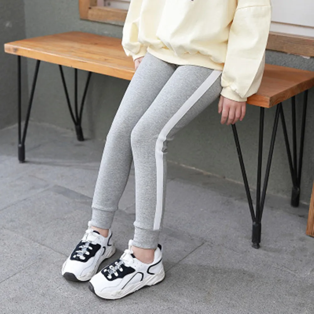 

2-8T girl sweatpants Spring Girls Pants Elastic Sports Leggings For Girls Stripes school Kids Teenagers Pants Children Trousers