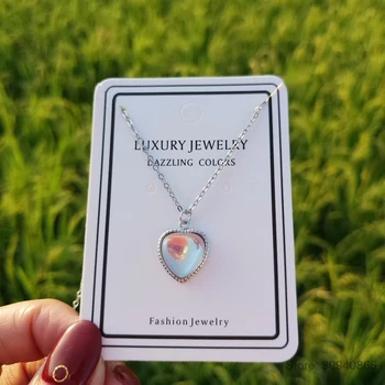 

2019 New Heart Moonstone Necklaces & Pendants For Women Fashion 925 Sterling Silver Jewelry Clavicular Chain