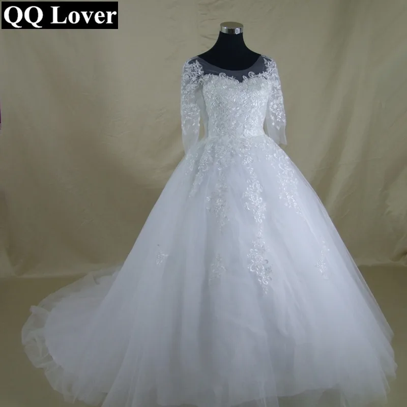 QQ Lover 2019 New Beautiful Lace Half Sleeve Wedding Dress Custom-made Plus Size Bridal Gowns Vestido De Noiva | Свадьбы и торжества