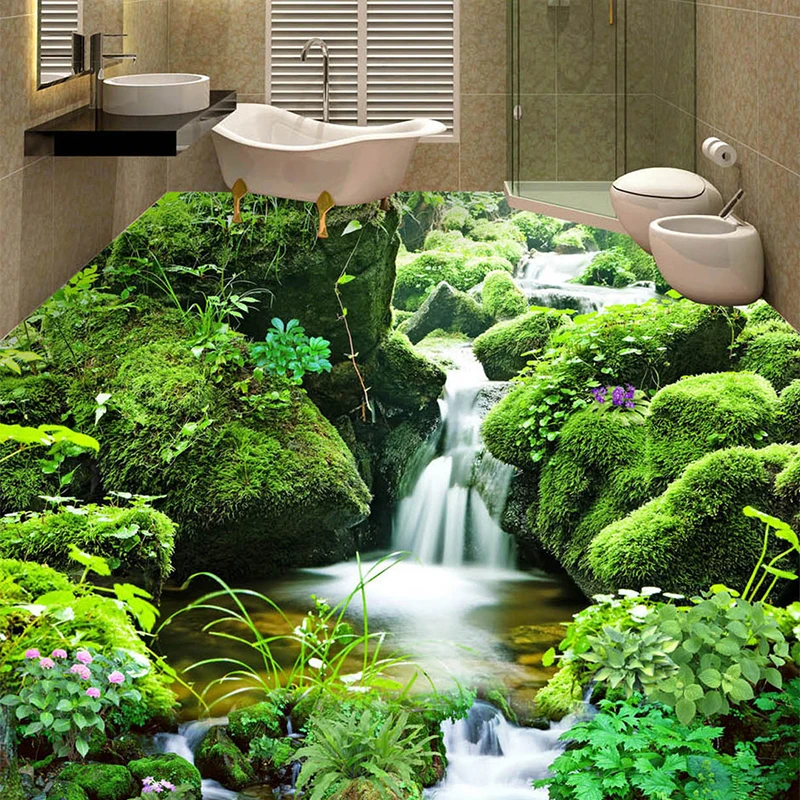 hd Waterfall Rivulet Landscape Floor Tiles Impermeável hd waterfall rivulet landscape floor tiles impermeavel 01