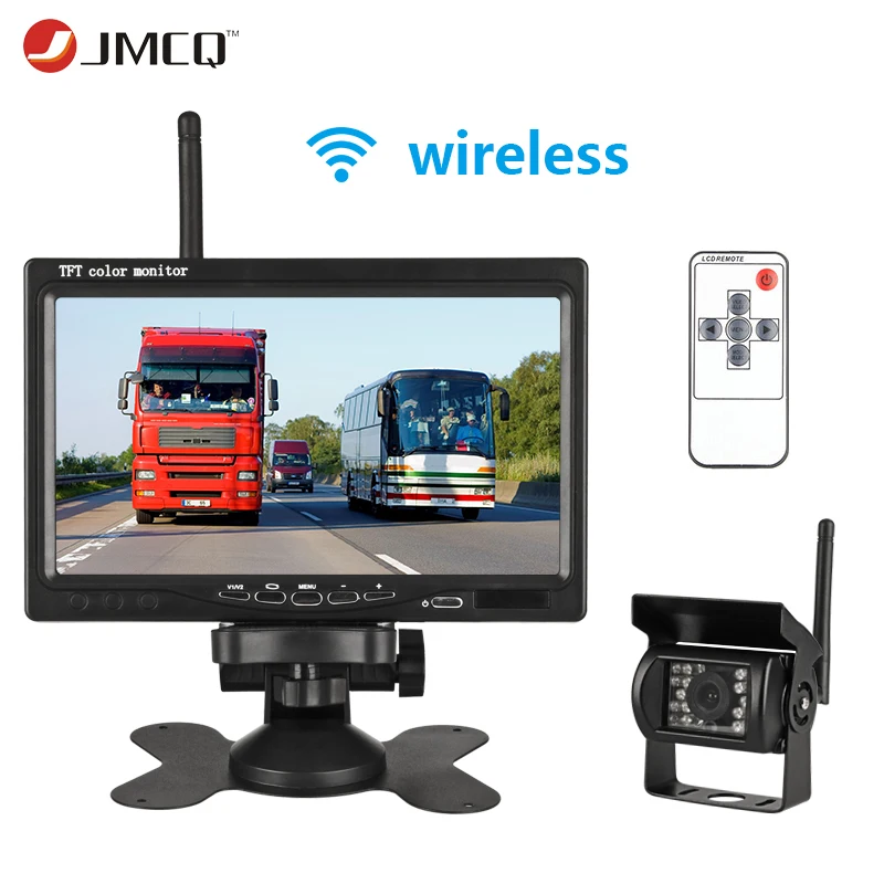 

JMCQ 7" TFT LCD Wireless Car Monitor HD Display Wired Reverse Camera Parking System For Car Rearview Monitors For truck work car