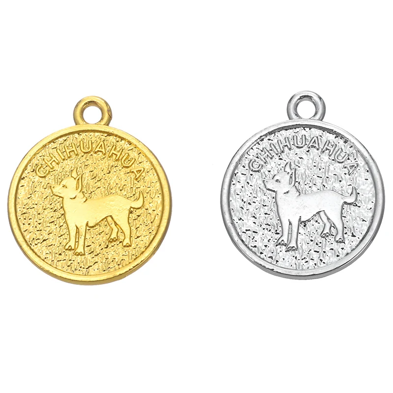 

Skyrim Zinc Alloy Pet Dog Chihuahua Medal Charms Sliver/Gold Pendants For Necklace & Bracelets Making Handmade Crafts 10PCS/Lot