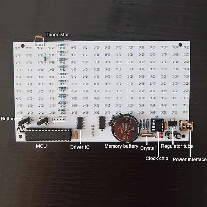 160 шт Led DIY FFT1625 цифровые часы музыкальный спектр электронный комплект с температурным дисплеем с корпусом 5 цветов