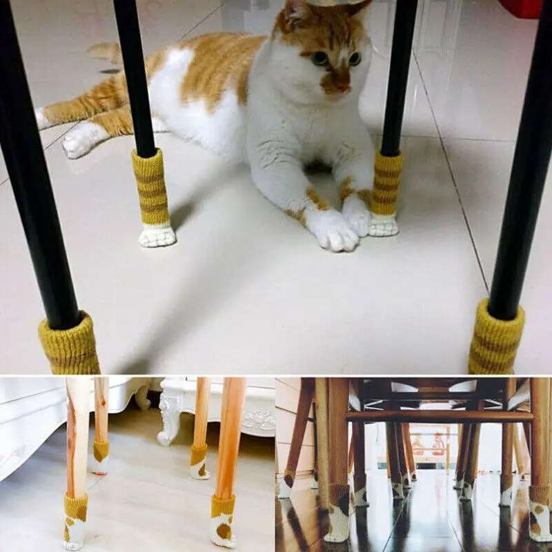 

Cute 4pcs Knit Cat Paw Table Chair Foot Leg Cover Protect Sock Sleeve Protector Chair Lovely Cover INS Hot Sale